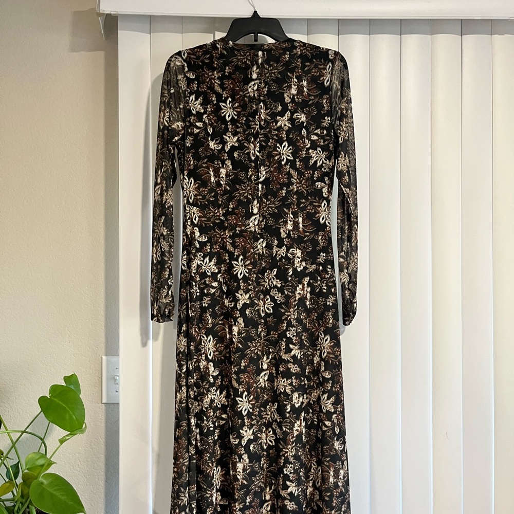 Rachel Zoe Elegant Black and Brown Floral Dress - Picture 5 of 6